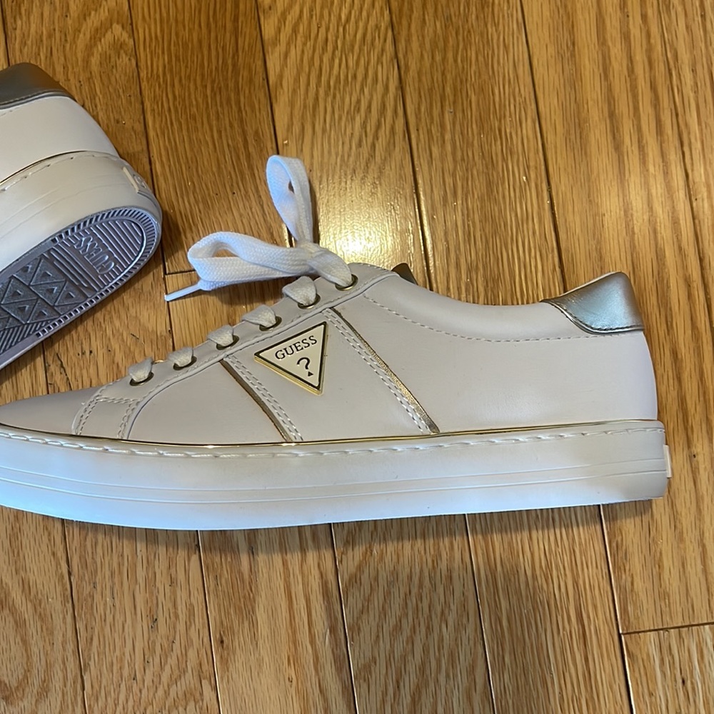 Guess  fancy gold and white sneakers size 8 new